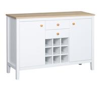 Homcom aparador de cocina con botellero aparador con 2 cajones 2 puertas estantes ajustables para 9 botellas buffet auxiliar de cocina para comedor salón 110x35x75 cm blanco