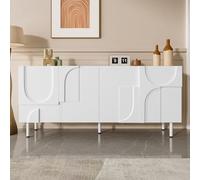 Aparador de comedor de diseño geométrico - Mueble moderno y funcional con curvas irregulares, almacenamiento múltiple y elegante color blanco - perfecto para el minimalismo y la decoración moderna