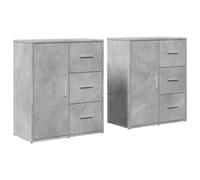 Aparador de madera ingeniería 2 uds gris hormigón 60x31x70 cm