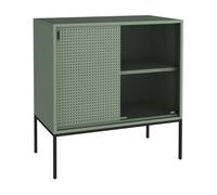Aparador eidsvoll con 2 puertas de acero y cristal estriado 85 x 80 x 45 cm - verde negro [en.casa]