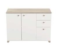 Aparador izzy salón comedor blanco mate y roble kronberg 82x120x42 cm - diseño moderno y elegante 82 cm