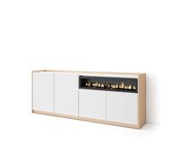 Aparador Kroma 4 puertas con chimenea derecha 79,2x209x35 cm White