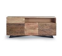 Aparador madera de acacia con patas metal color marrón 70x37x160 cm - giner y colomer