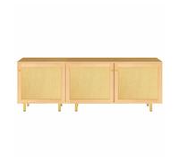 Aparador modular 63x180x40 cm - armario de tres puertas, almacenamiento de cubertería, estilo rústico - natural