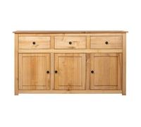 Aparador - mueble de almacenamiento de madera maciza de pino estilo panamá 135x40x80 cm es3956