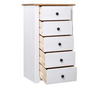 Aparador - mueble de almacenamiento de madera maciza pino estilo panamá blanco 46x40x89 cm es4009