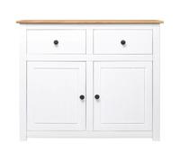 Aparador - mueble de almacenamiento de madera maciza pino estilo panamá blanco 93x40x80 cm es4011
