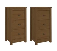 Aparador - muebles de almacenamiento 2 uds madera maciza de pino marrón miel 40x35x80 cm es5248