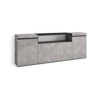 Aparador para salón gran capacidad de almacenaje 200x35x75cm 4 puertas armario, zapatero estilo moderno cemento