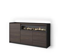 Aparador para Salón Skraut Home, 156x37x80cm, 3 Puertas, Chimenea eléctrica, LED Dark oak and black