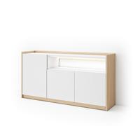 Aparador para Salón Skraut Home, 156x37x80cm, 3 Puertas, LED White and soft oak