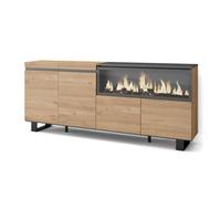 Aparador para salón Skraut Home, Fuego Led XXL led efecto fuego 3d, Veteado de madera con Tacto poroso, 208x35x87cm Right