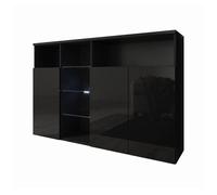 Aparador salón comedor negro 150x35x70 3 puertas led clark muebles bonitos