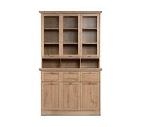 Calicosy - Aparador vitrina 6 puertas (3 vitradas), 3 cajones y 3 nichos L120 cm - TIMBER - Roble