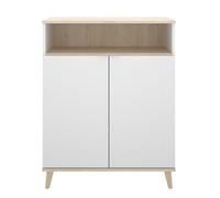 Aparador wok 2 puertas con compartimento blanco/natural 102x80x40 cm