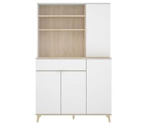 Aparador wok 4 puertas con cajón y 2 estantes blanco/natural 191x120x40 cm