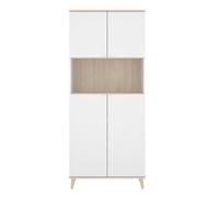 Aparador wok 4 puertas con compartimento abierto blanco/natural 189x80x40 cm