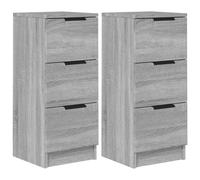 Aparadores 2 uds madera contrachapada gris Sonoma 30x30x70 cm