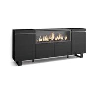 Aparadores para salón | gran capacidad de almacenaje | 210 | 4 puertas | chimenea eléctrica xxl | diseño industrial | estilo moderno | negro