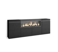 Aparadores para salón | gran capacidad de almacenaje | 210 | 4 puertas | chimenea eléctrica xxl | estilo moderno | negro