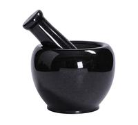 aparato de cocina Juego de mortero y lapislázuli hecho a mano, juego piedra mármol negro, acabados brillantes(Pequeño)
