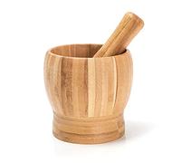 aparato de cocina Juego de mortero y madera, prensa ajo, trituradora jengibre, juego molienda especias, picadora, hierba, molinillo, herramienta cocina (bambú)(Medio)