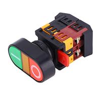 APBB-22 / 25N Luz LED Interruptor de Botón Pulsador Doble NO + NC Interruptor de Botón Pulsador Momentáneo Botones Rojos o Verdes 74 X 55 X 29 Mm / 2.91 X 2.17 X 1.14 Pulgadas (24V)