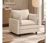 APICIZON Sofá de 1 plaza, Loveseat, Pequeño sofá con 2 cojines y | Moderno sofá de lino para salón, color beige