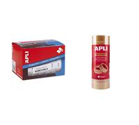 APLI 10084 - Rollo de etiquetas PVP blancas removibles 12mm x 18mm (3360 etiquetas) & 12490 - Cinta adhesiva celo transparente 19 mm x 33 m, 8 unidades