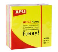 APLI Notas adhesivas Funny Notes 75 x 75 mm fluorescentes 400 hojas 4 colores surtidos