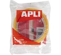 APLI 11266 - Cinta adhesiva celo transparente 19 mm x 66 m (Paquete de 5)