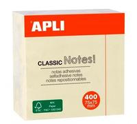APLI Bloc de notas adhesivas Cubo 75 x 75 mm 400 hojas Amarillo