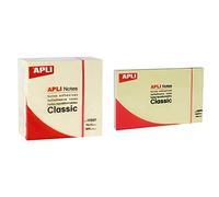 APLI 11597 - Notas adhesivas CLASSIC 75 x 75 mm cubo de 400 hojas color amarillo + 10976 - Notas adhesivas CLASSIC 125 x 75 mm bloc de 100 hojas color amarillo