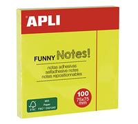 APLI Notas adhesivas Funny Notes 75 x 75 mm Amarillo flúor 100 hojas