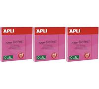 APLI 11898 - Notas adhesivas FUNNY 75 x 75 mm bloc de 100 hojas color rosa fluorescente (Paquete de 3)