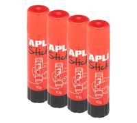 APLI 12145 - Pegamento en barra de 10 g - Barra adhesiva de uso escolar para manualidades, tamaño pequeño (Paquete de 4)