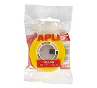 APLI 12274 - Cinta adhesiva de polipropileno color amarillo, cinta de vinilo de color con acabado radiante medida 19 mm x 33 m