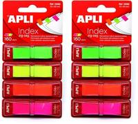 APLI 12482 - Índices adhesivos zig-zag (12 x 45), film colores flúor (Paquete de 2)