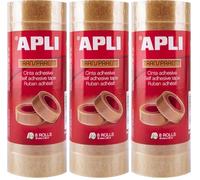 APLI 12490 - Cinta adhesiva celo transparente 19 mm x 33 m, 8 unidades (Paquete de 3)