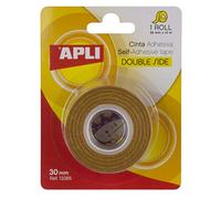 APLI Cinta adhesiva doble cara 13385 30 mm x 10 m – fácil de cortar y aplicar – transparente