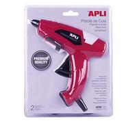 APLI Pistola de cola 13942 40W para barras Ø11 mm, incluye 2 barras 10 cm, negro