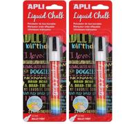 APLI 13954 - Liquid Chalk Punta Redonda Rotuladores de Tiza Borrable, 5,5 mm, Blanco, 1 Unidad (Paquete de 2)