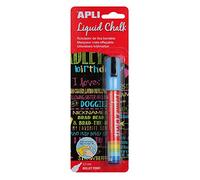 APLI 13955 - Rotuladores de Tiza Borrable, 5,5 mm, Liquid Chalk Punta Redonda, Azul