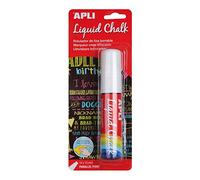 APLI 13960 - Rotuladores de Tiza Borrable, 10 x 15 mm, Liquid Chalk Punta Redonda, Blanco