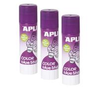 APLI 14392 - Barra de pegamento adhesivo de color lila, libre de solvente y no tóxica, 21 gr (Paquete de 3)