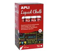 APLI 15043 - Rotuladores de Tiza Borrable, 5,5 mm, Liquid Chalk Punta Redonda, Blanco