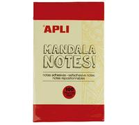 APLI 16279 - Notas adhesivas con diseño Mandala de 125 x 75 mm. Bloc de 100 hojas color amarillo clásico con dibujos