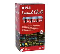 APLI 16900 - Rotuladores de Tiza Borrable, 5,5 mm, Liquid Chalk Punta Redonda, Azul