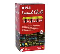 APLI 16901 - Rotuladores de Tiza Borrable, 5,5 mm, Liquid Chalk Punta Redonda, Amarillo