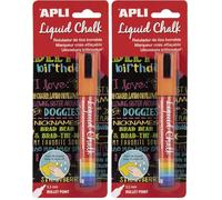 APLI 17622 -Rotuladores de Tiza Borrable, 5,5 mm, Liquid Chalk Punta Redonda, Naranja (Paquete de 2)